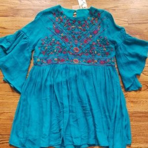 Embroidered Teal Dress